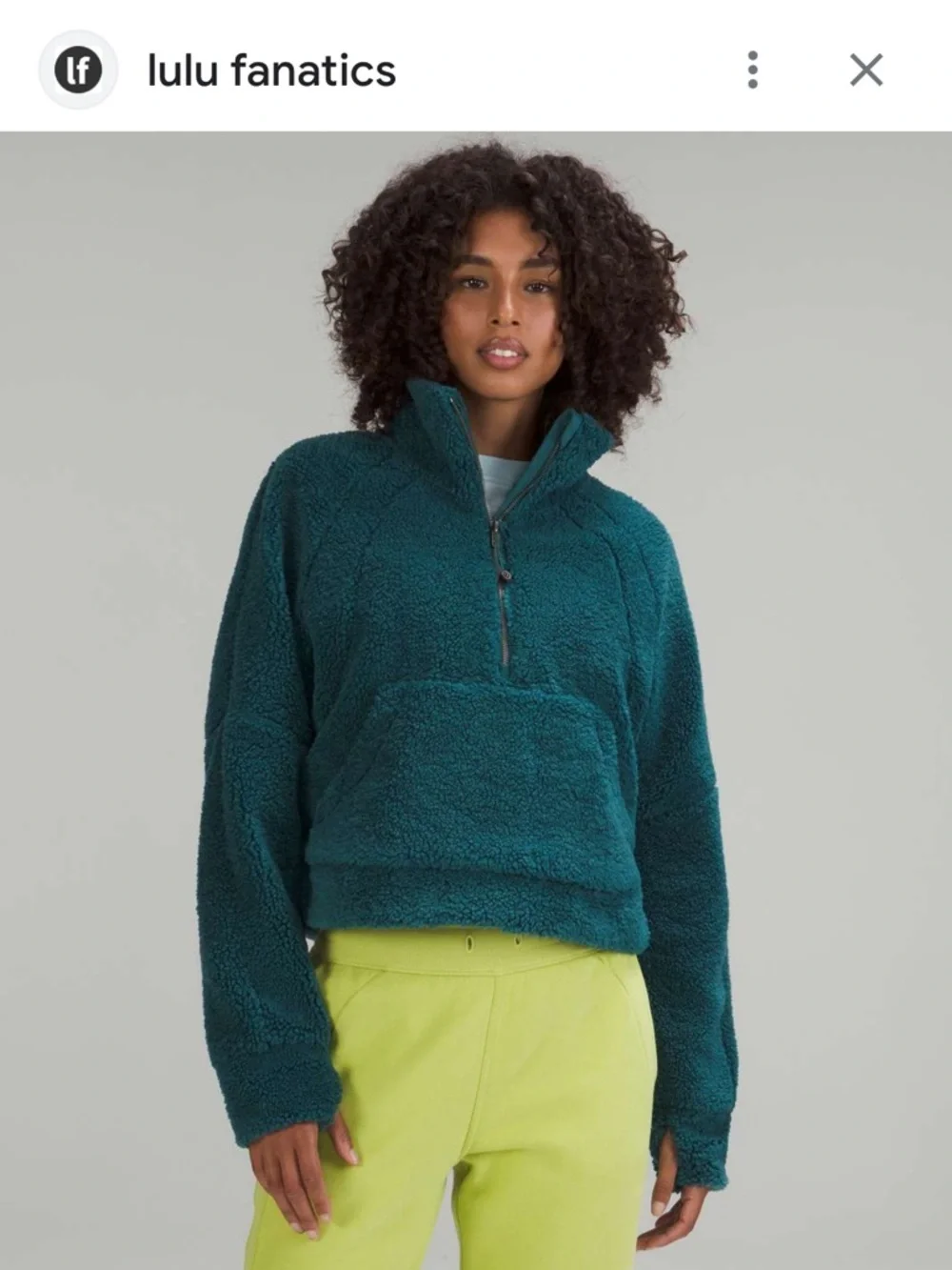 Lululemon Scuba Oversized Cropped Fleece Funnel Neck Green Jasper XL/XXL - Picture 1 of 13